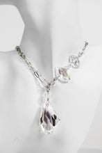 Load image into Gallery viewer, Silver chain link necklace with asymmetrical Swarovski crystals