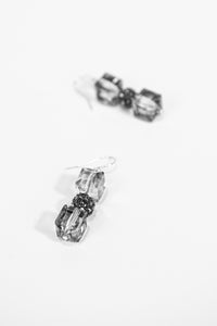 Gunmetal cube crystal drop earrings