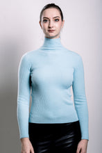 Load image into Gallery viewer, Cashmere Turtle Neck Sweater - Sky Blue