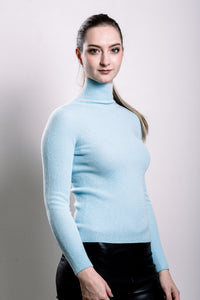 Cashmere Turtle Neck Sweater - Sky Blue