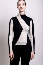 Load image into Gallery viewer, Cashmere Turtle Neck Sweater - Ivory and Black