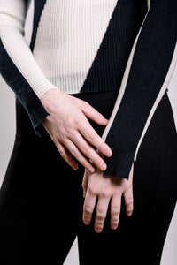 Cashmere Turtle Neck Sweater - Ivory and Black