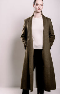 Demi-Couture Wool & Silk Overcoat - Olive