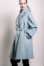 Load image into Gallery viewer, Demi-Couture Cashmere Shawl Collar Overcoat - Sky Blue