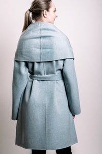 Demi-Couture Cashmere Shawl Collar Overcoat - Sky Blue