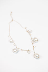 Graduated drop baroque pearl necklace with 14K gold filled chain