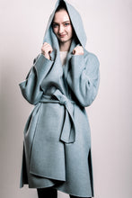 Load image into Gallery viewer, Demi-Couture Cashmere Shawl Collar Overcoat - Sky Blue