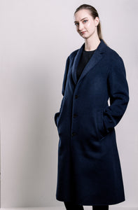 Demi-Couture Wool & Silk Overcoat -  Dark Navy