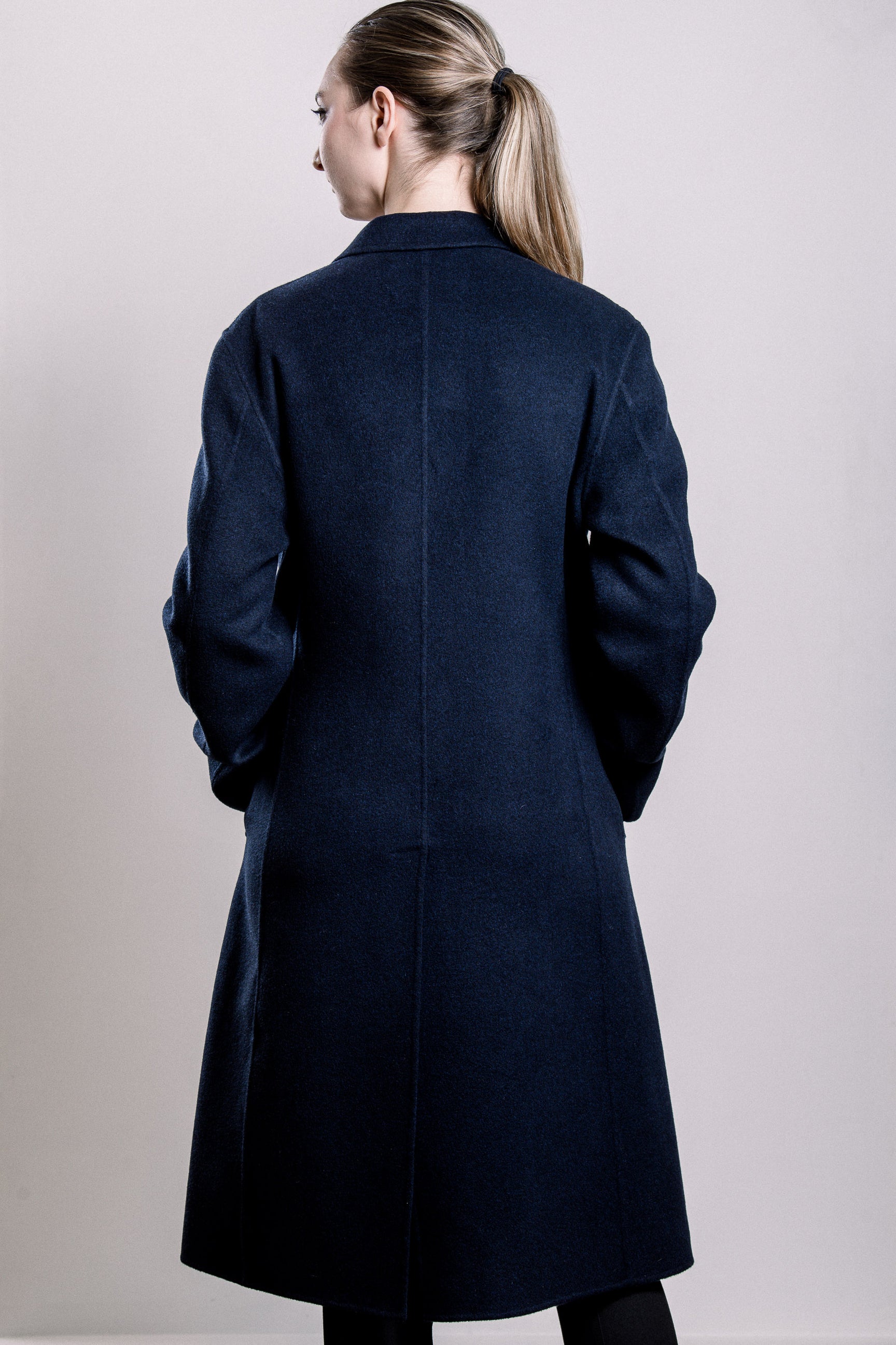 Demi-Couture Wool & Silk Overcoat -  Dark Navy