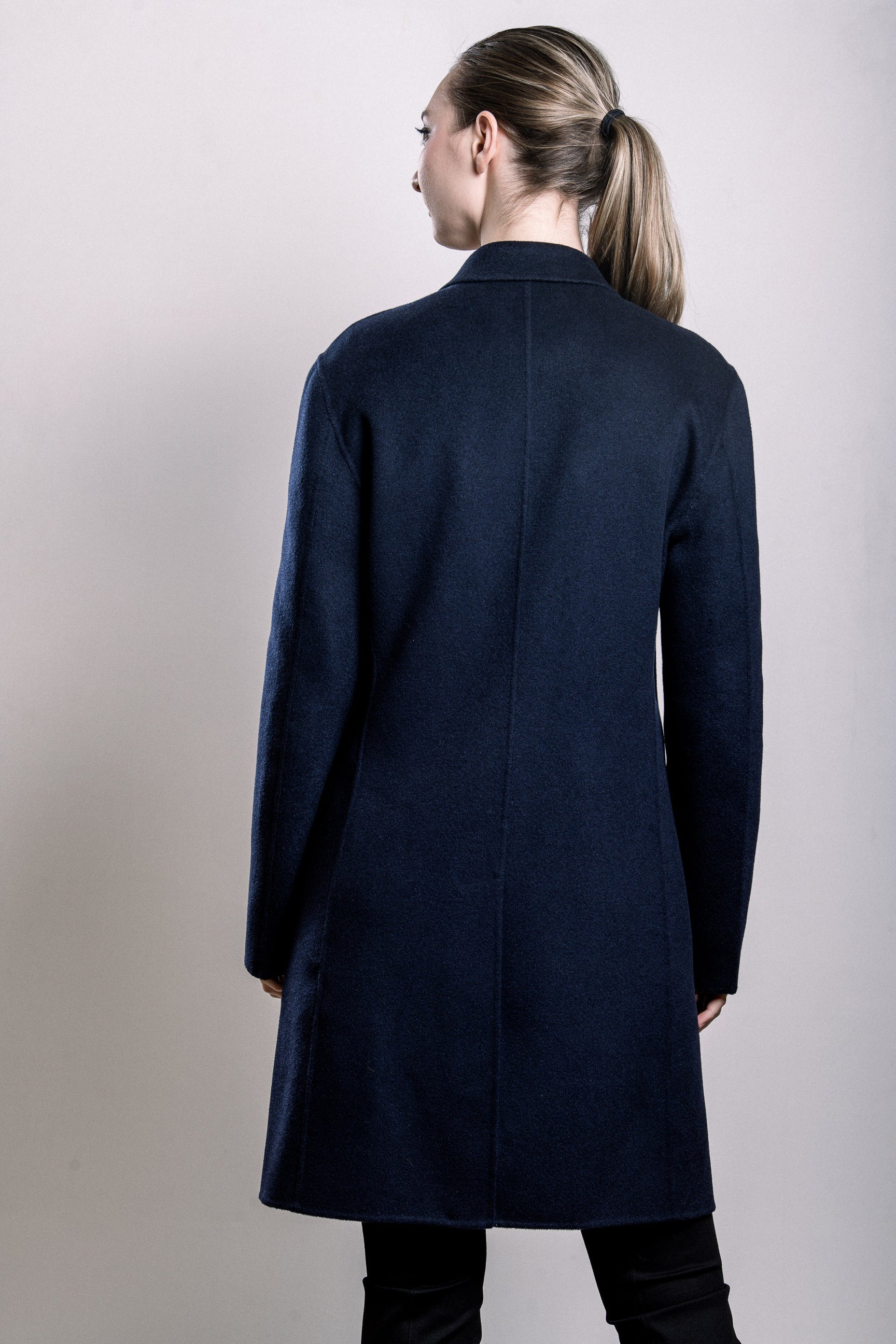 Demi-Couture Wool & Silk Overcoat -  Dark Navy