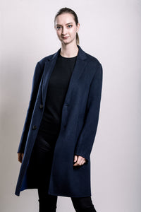 Demi-Couture Wool & Silk Overcoat -  Dark Navy