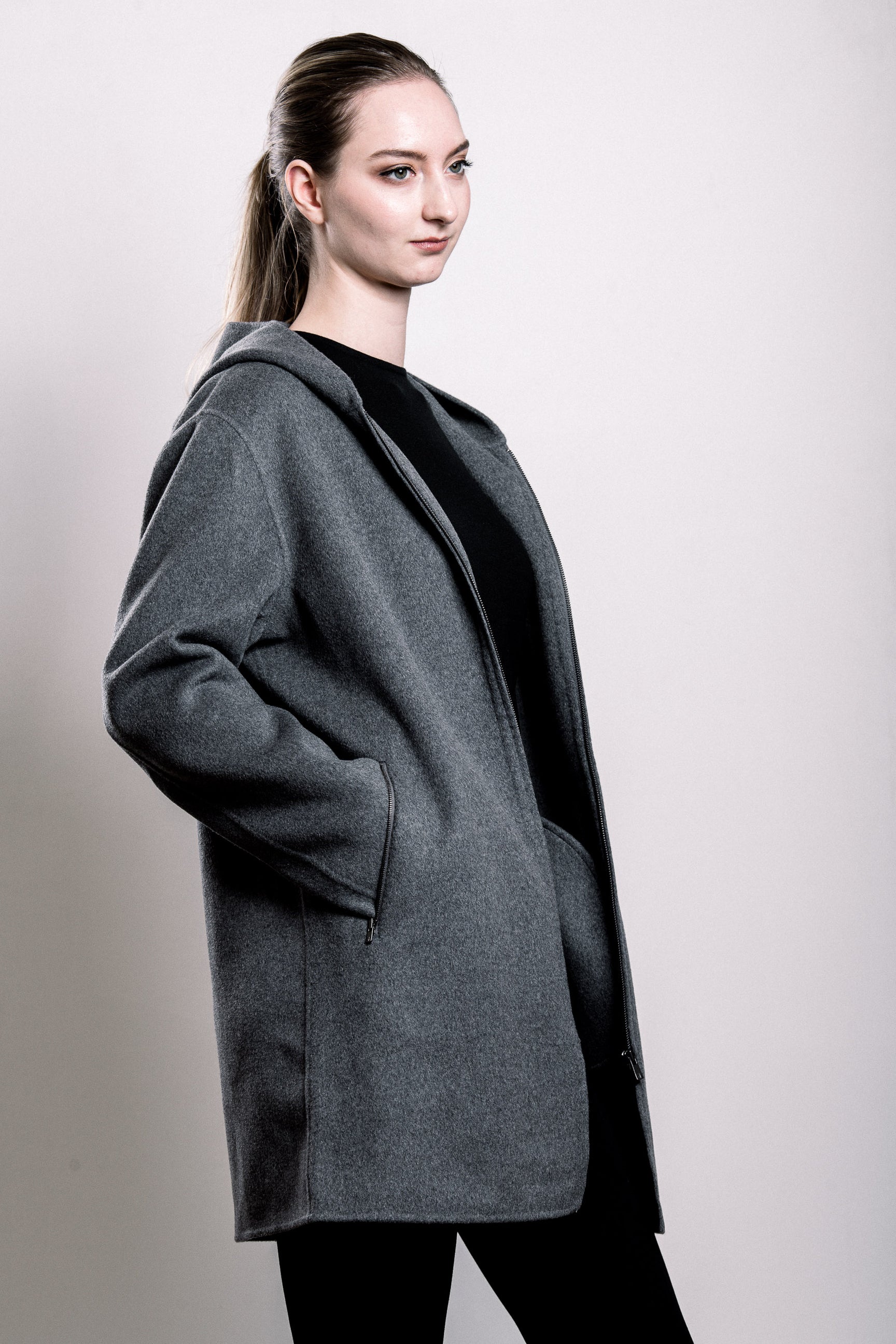 Demi-Couture Hooded Coat - Grey