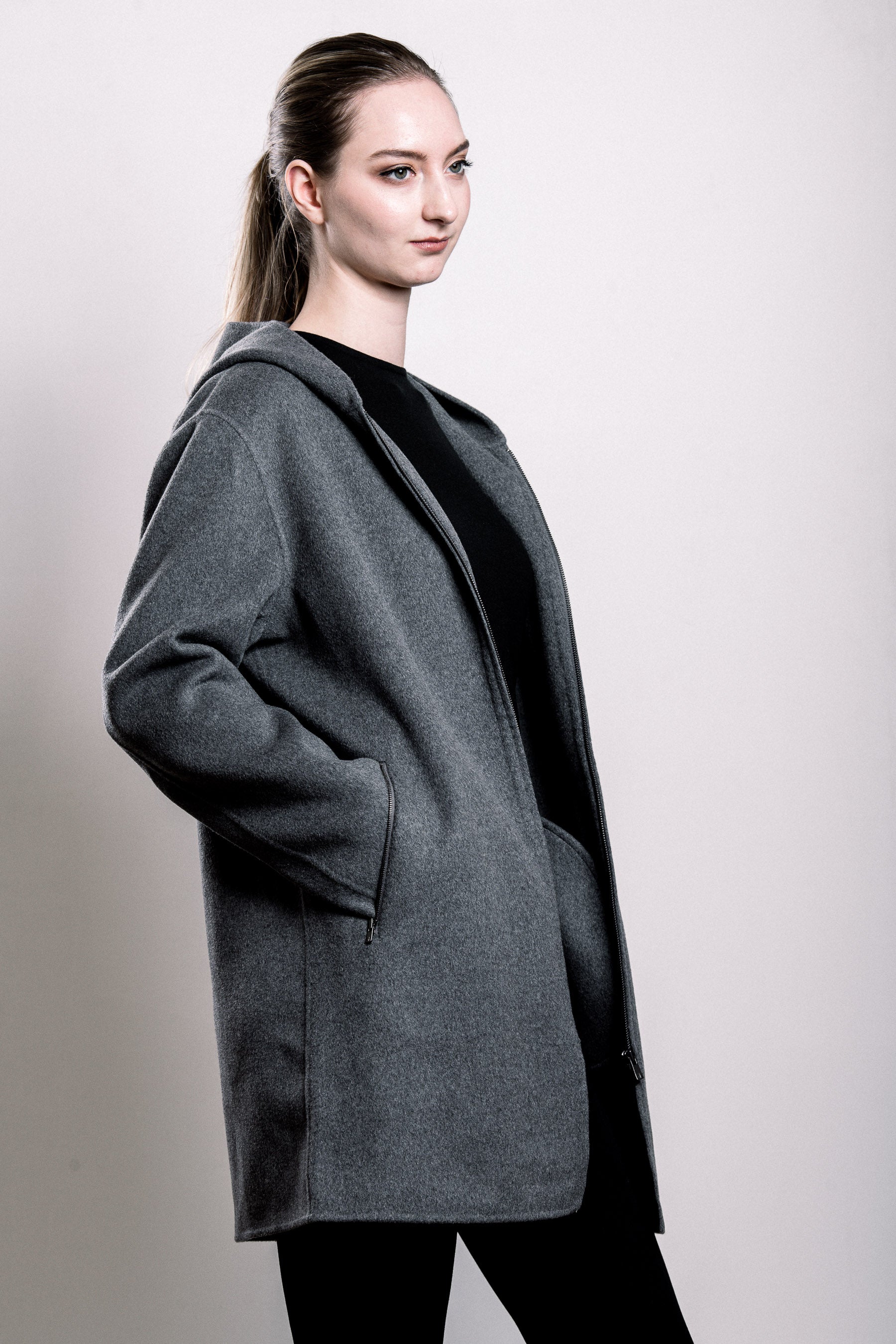 Demi-Couture Hooded Coat - Grey
