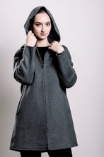 Load image into Gallery viewer, Demi-Couture Hooded Coat - Grey