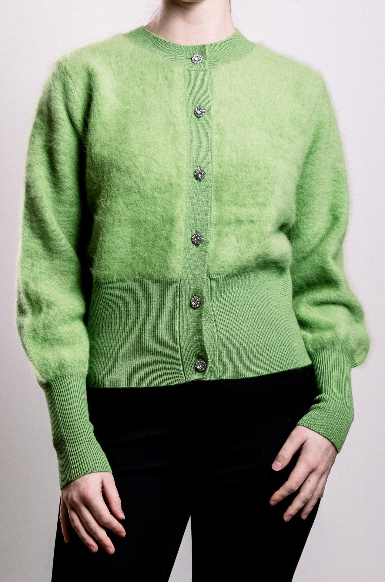 Cashmere & Fox Cardigan - Green Apple - SOLD OUT