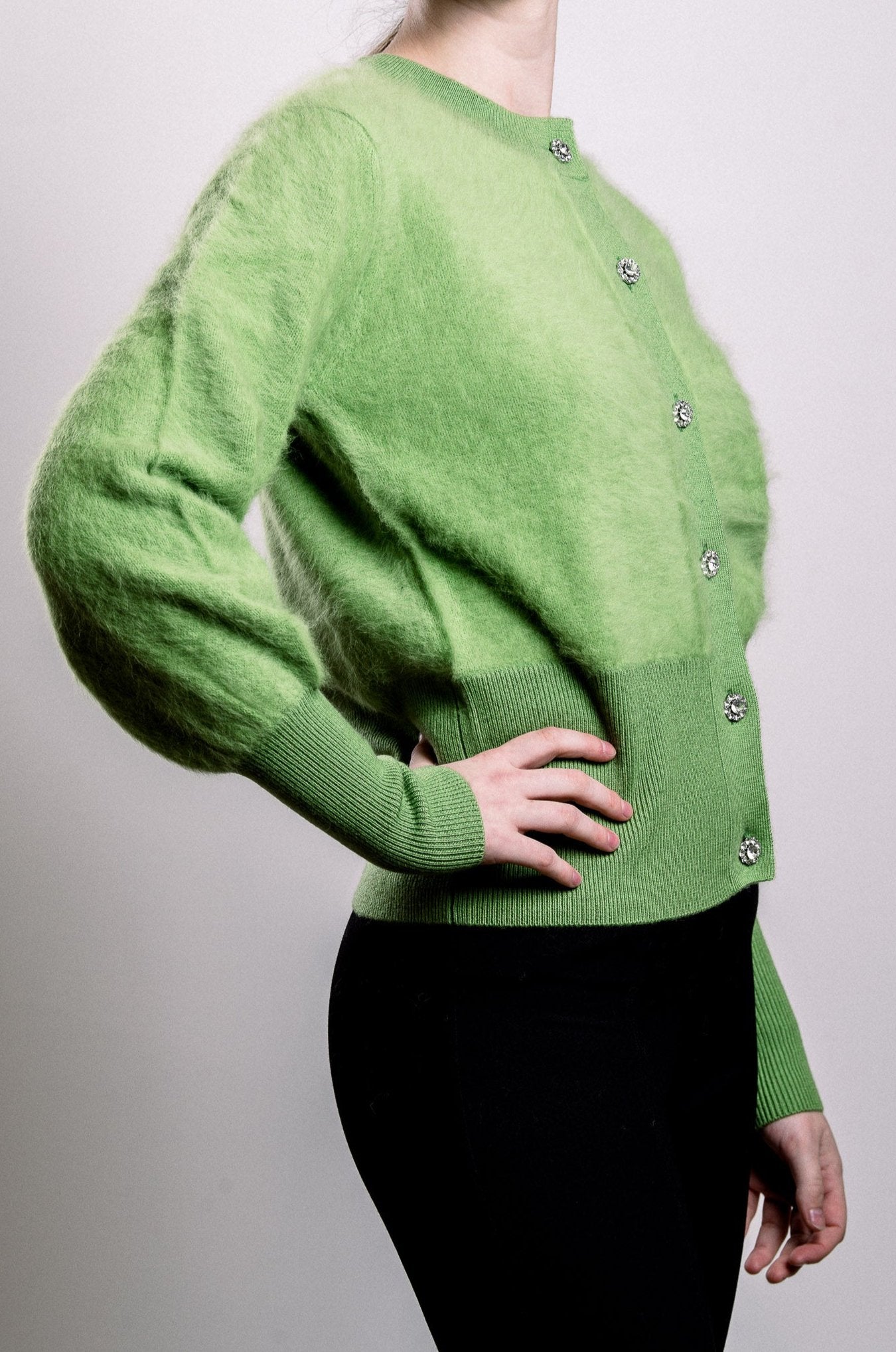 Cashmere & Fox Cardigan - Green Apple - SOLD OUT