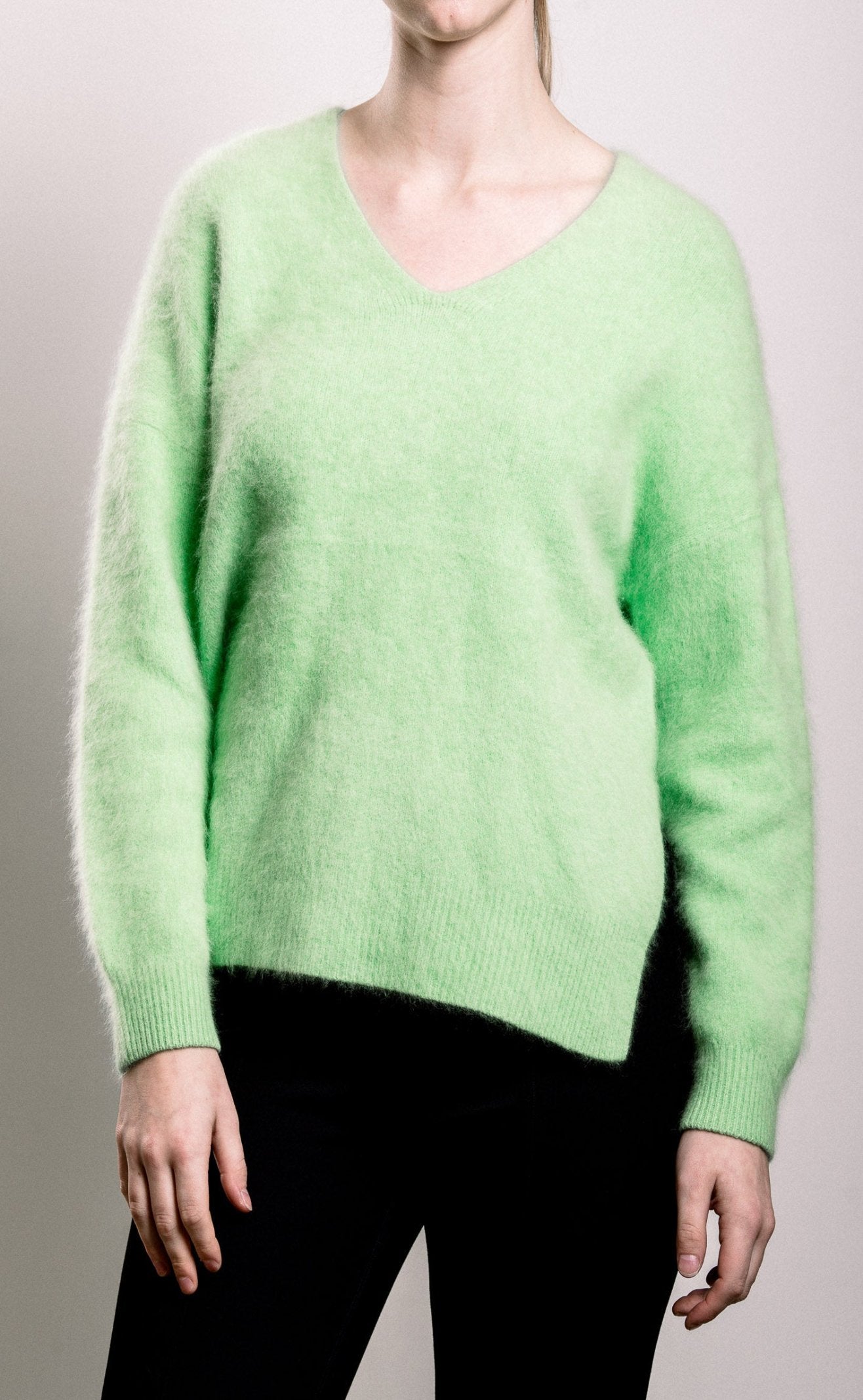Plush V-neck Sweater - Apple Green - SOLD OUT