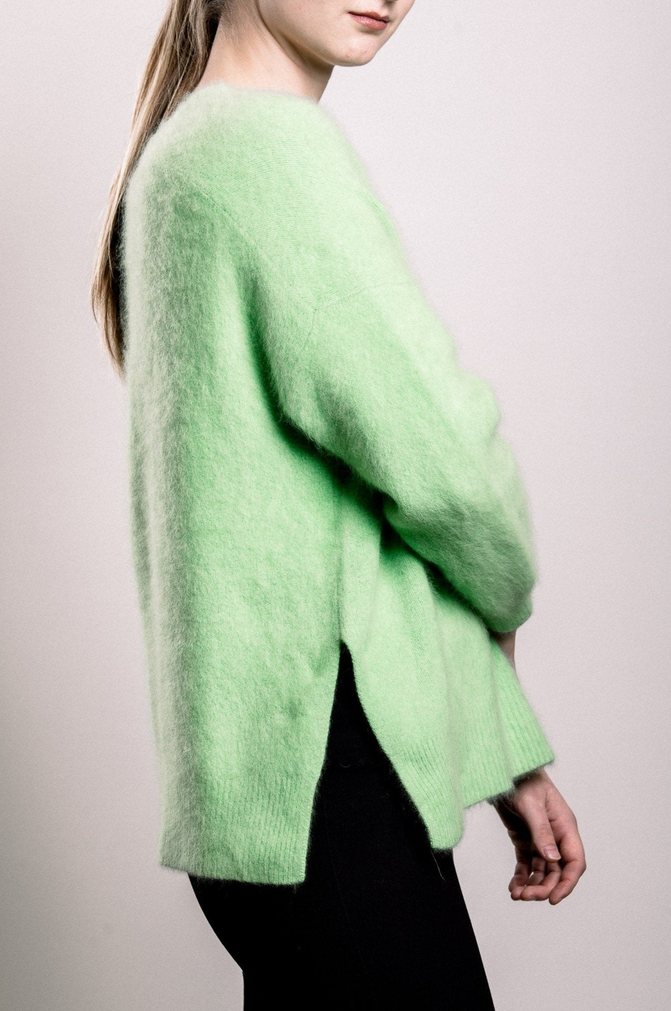 Plush V-neck Sweater - Apple Green - SOLD OUT