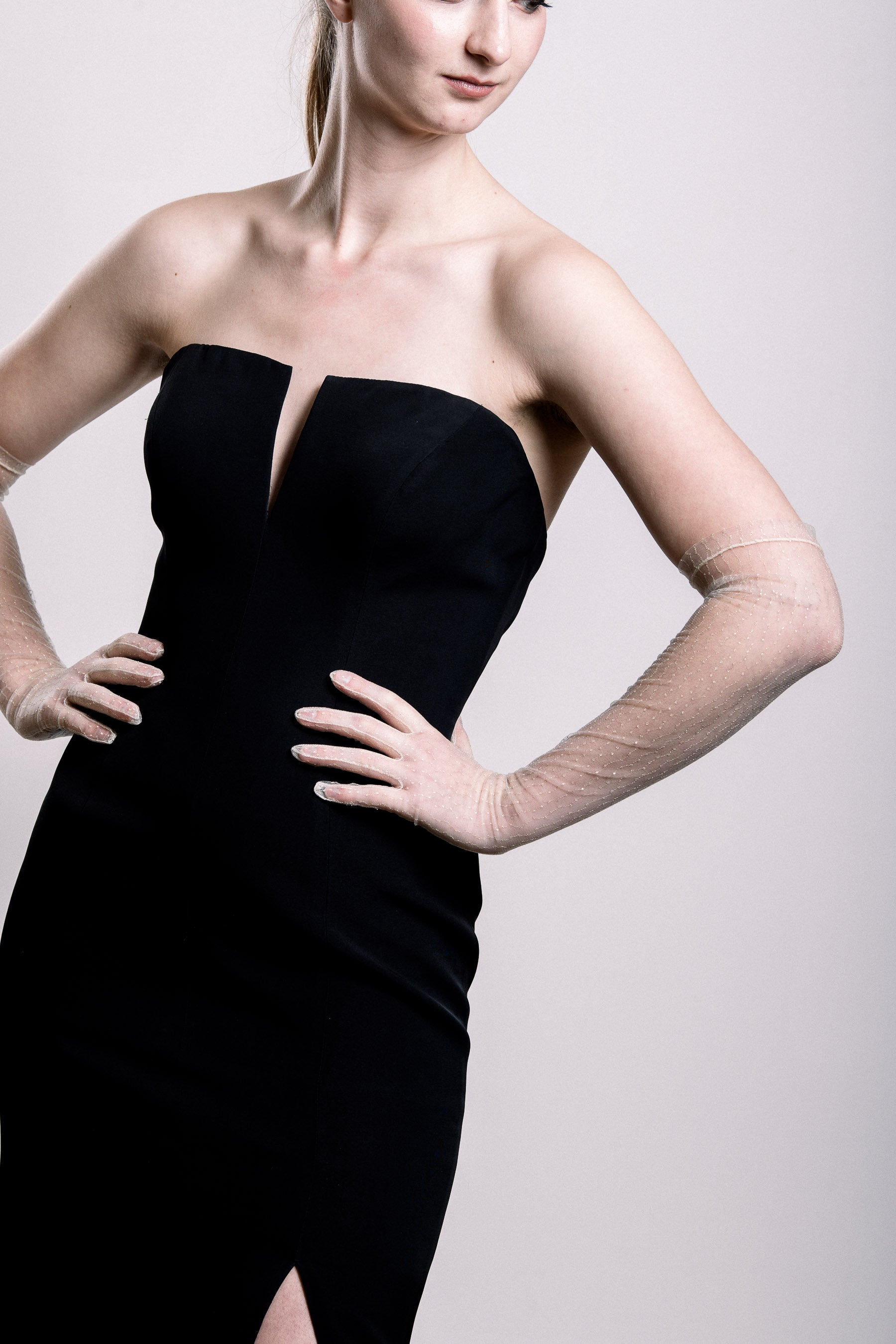 Sheer Opera Gloves - White