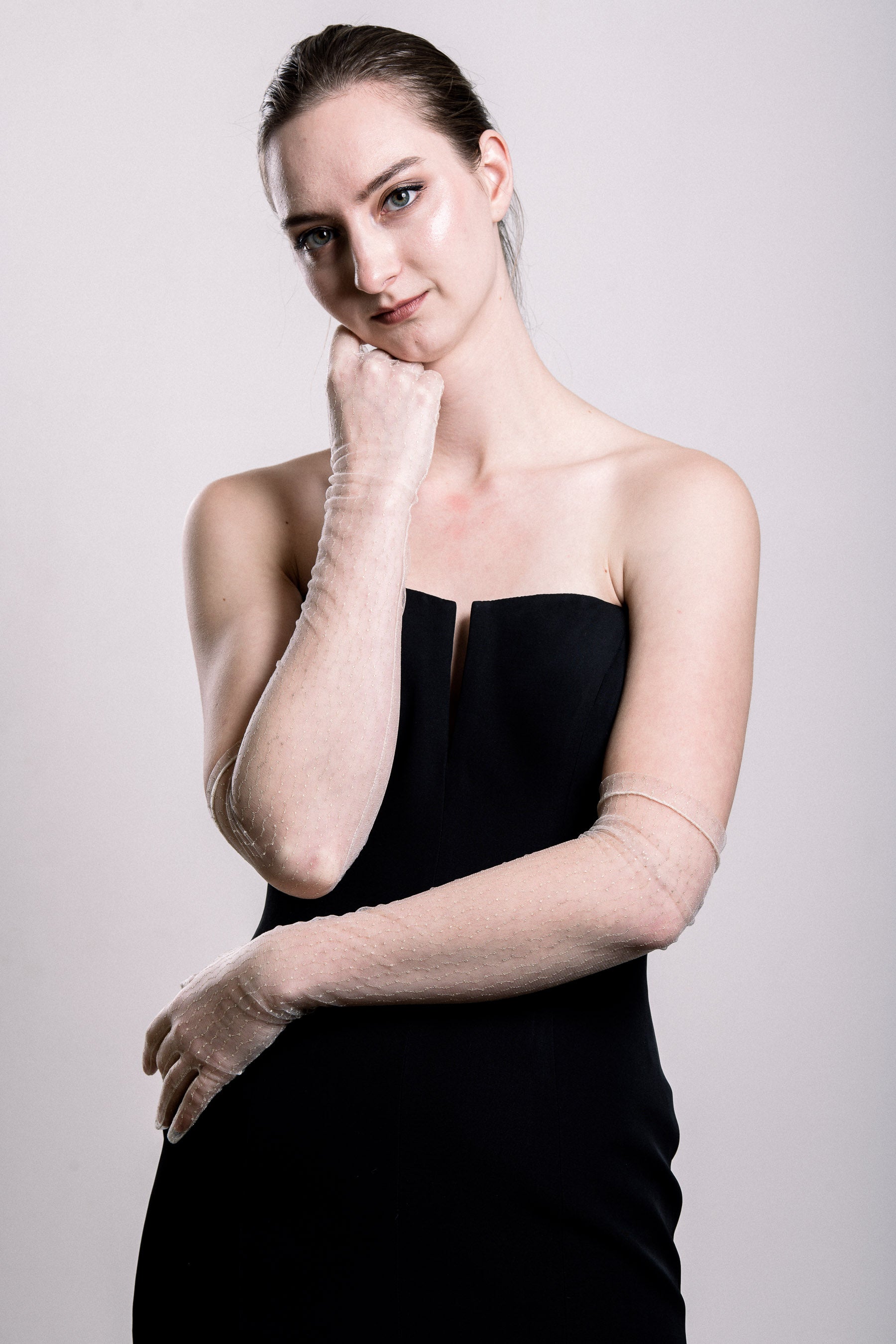 Sheer Opera Gloves - White