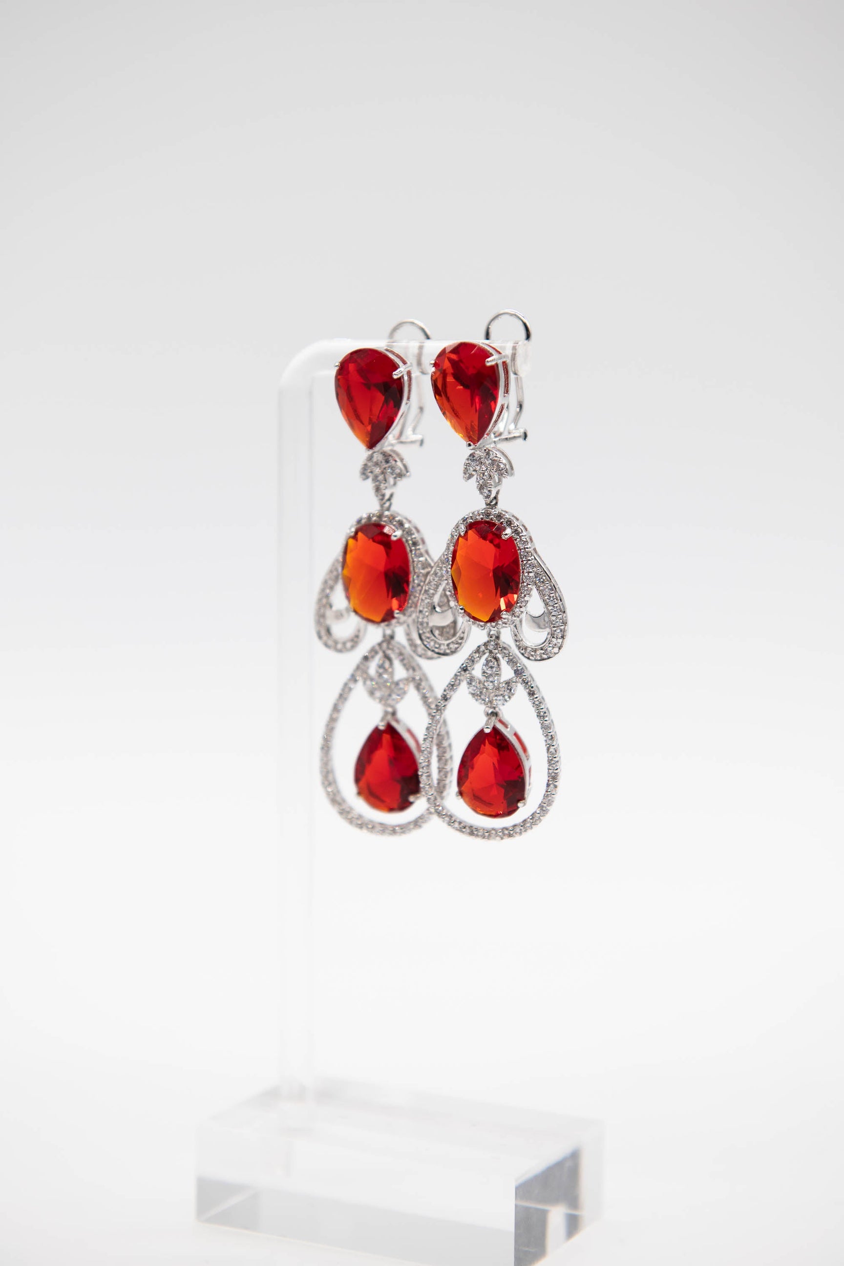 Ruby Pear Drop Earrings