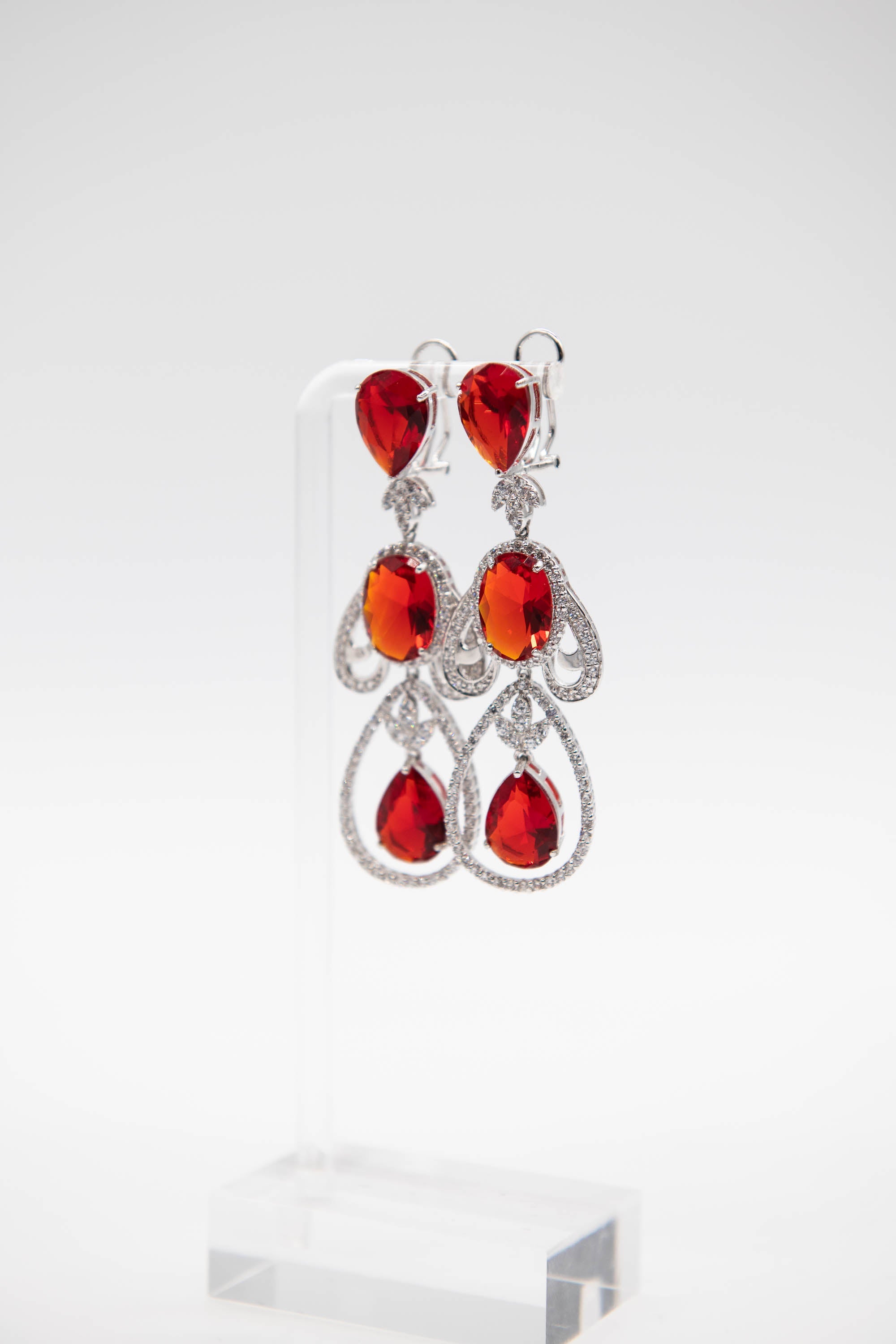 Ruby Pear Drop Earrings