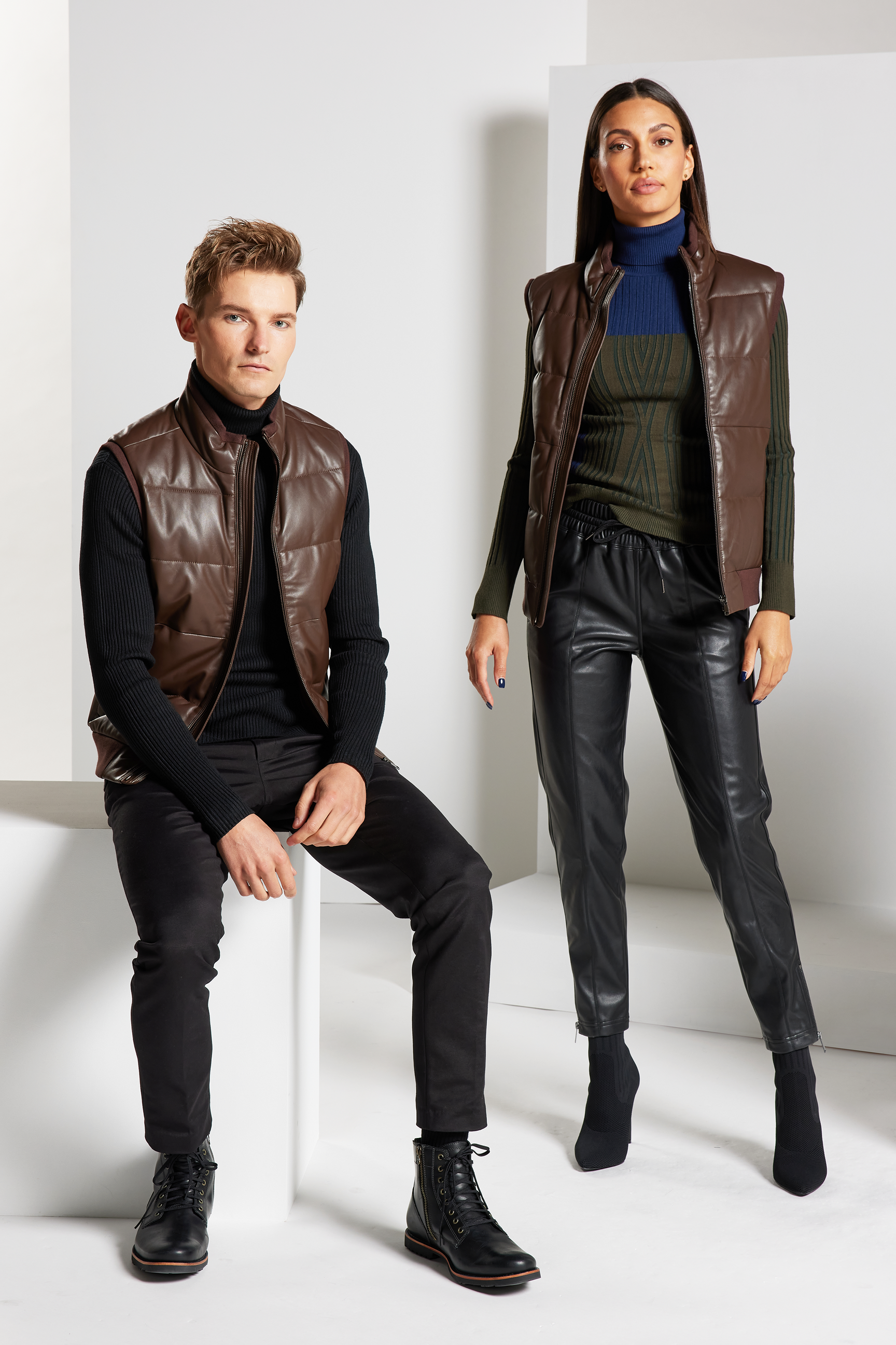 Contour Color Block Turtleneck Sweater