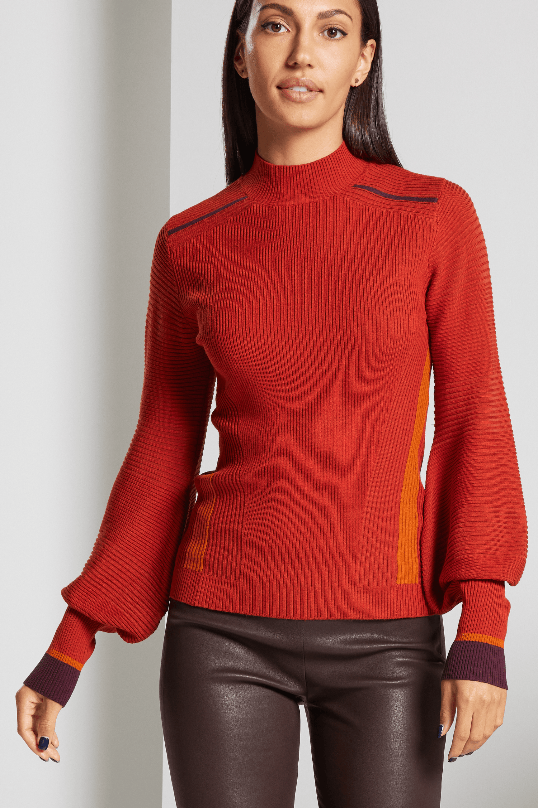 Pathway Ribbed Mock Neck Sweater - Burnt Orange