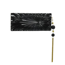 Load image into Gallery viewer, Black Hand Carved Resin Long Rectangular Clutch