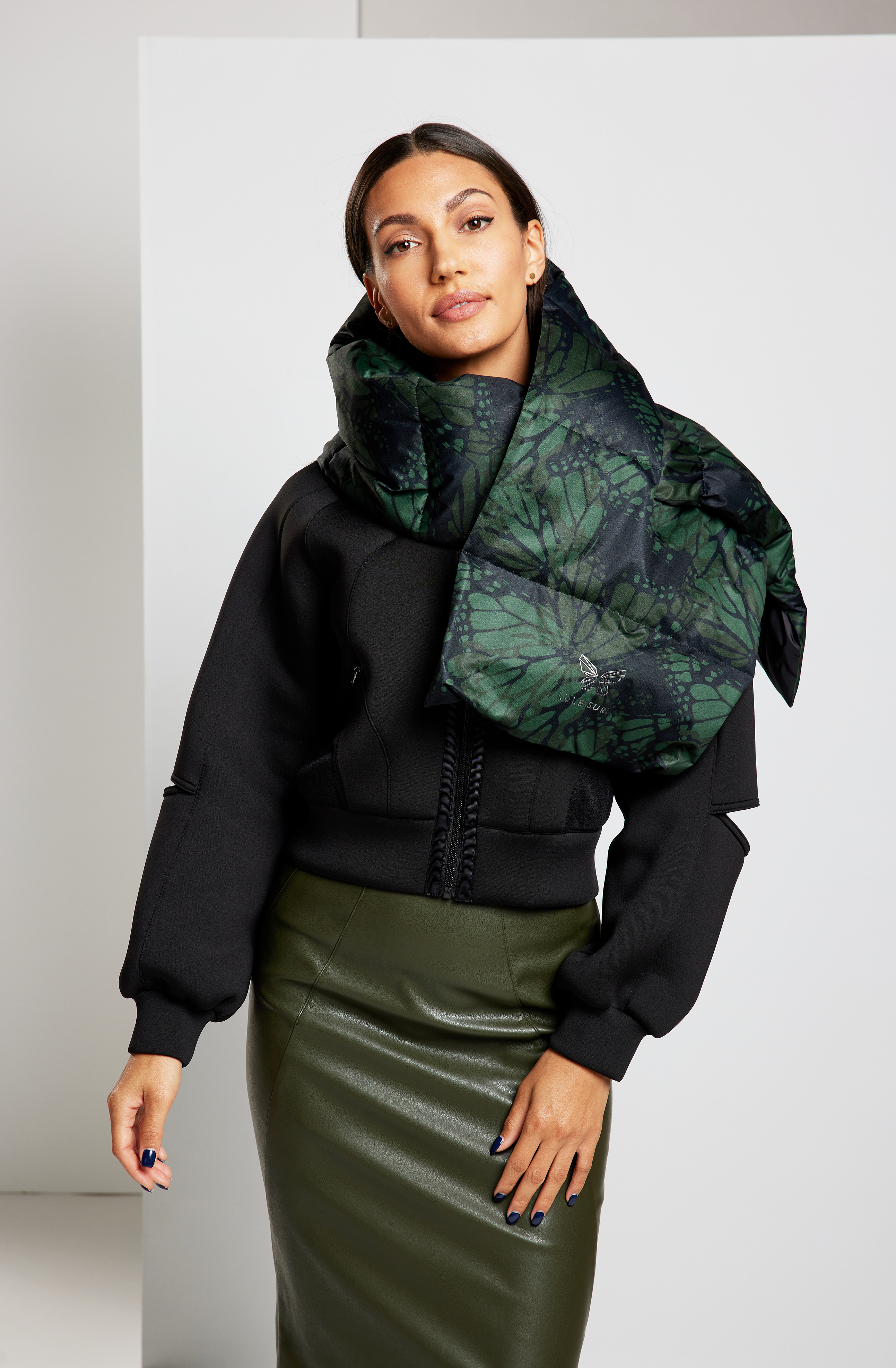 Signature Monarch Goose Down Puffer Scarf - Olivine