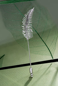 Rhodium Fern Lapel Pin