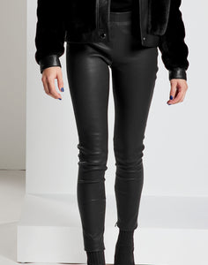 Modern Stretch Leather Pants - Black