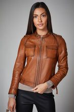 Load image into Gallery viewer, Cognac Leather Jacket