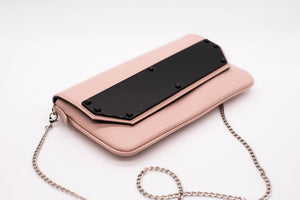 Pink and Black Colorblock Clutch