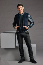 Load image into Gallery viewer, Leather and Suede Bomber Jacket