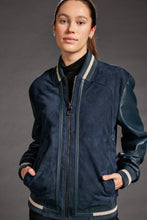 Load image into Gallery viewer, Leather and Suede Bomber Jacket