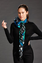 Load image into Gallery viewer, Luly Yang Signature Blue Monarch Silk Scarf