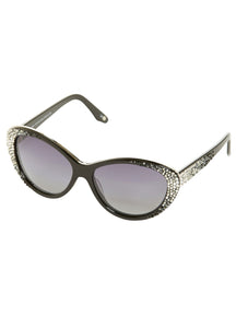 Swarovski Crystal-Accented Ombré Cat-eye Sunglasses - Gunmetal