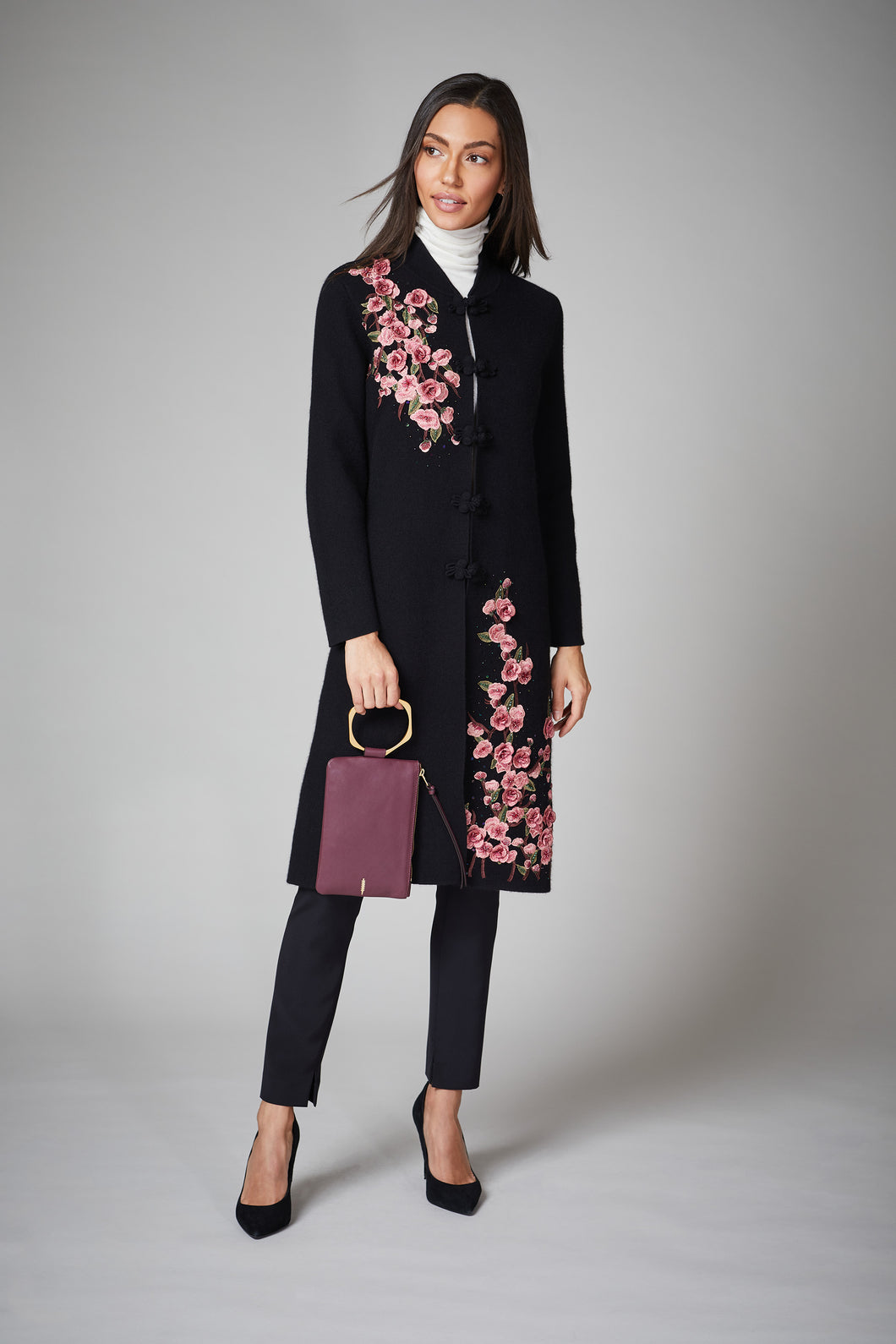 Cherry Blossom Embroidered Duster Coat - SOLD OUT