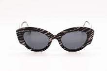 Load image into Gallery viewer, Zebra Striped Cat-Eye Sunglasses - Black and Grey