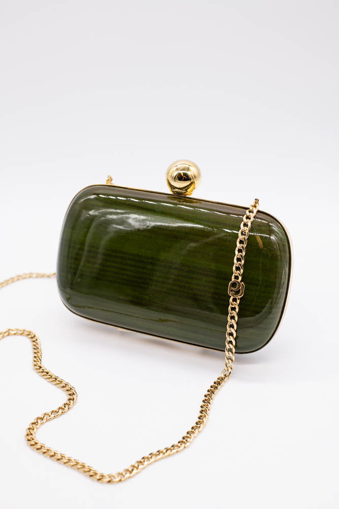 'Olivine' Lacquered Leather Clutch