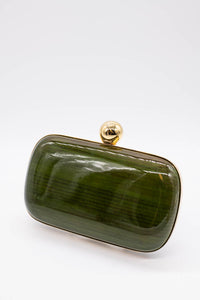 'Olivine' Lacquered Leather Clutch