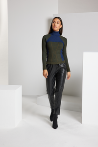 Contour Color Block Turtleneck Sweater