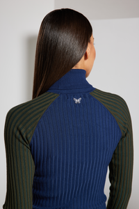 Contour Color Block Turtleneck Sweater