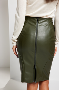 Morpho Vegan Leather Skirt - Olivine