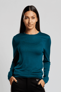 Silk Cashmere Relaxed Fit Crewneck - Teal