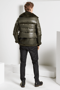 Urban Mixed Media Shearling Parka - Olivine