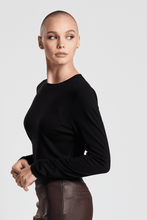 Load image into Gallery viewer, Silk Cashmere Relaxed Fit Crewneck - Black